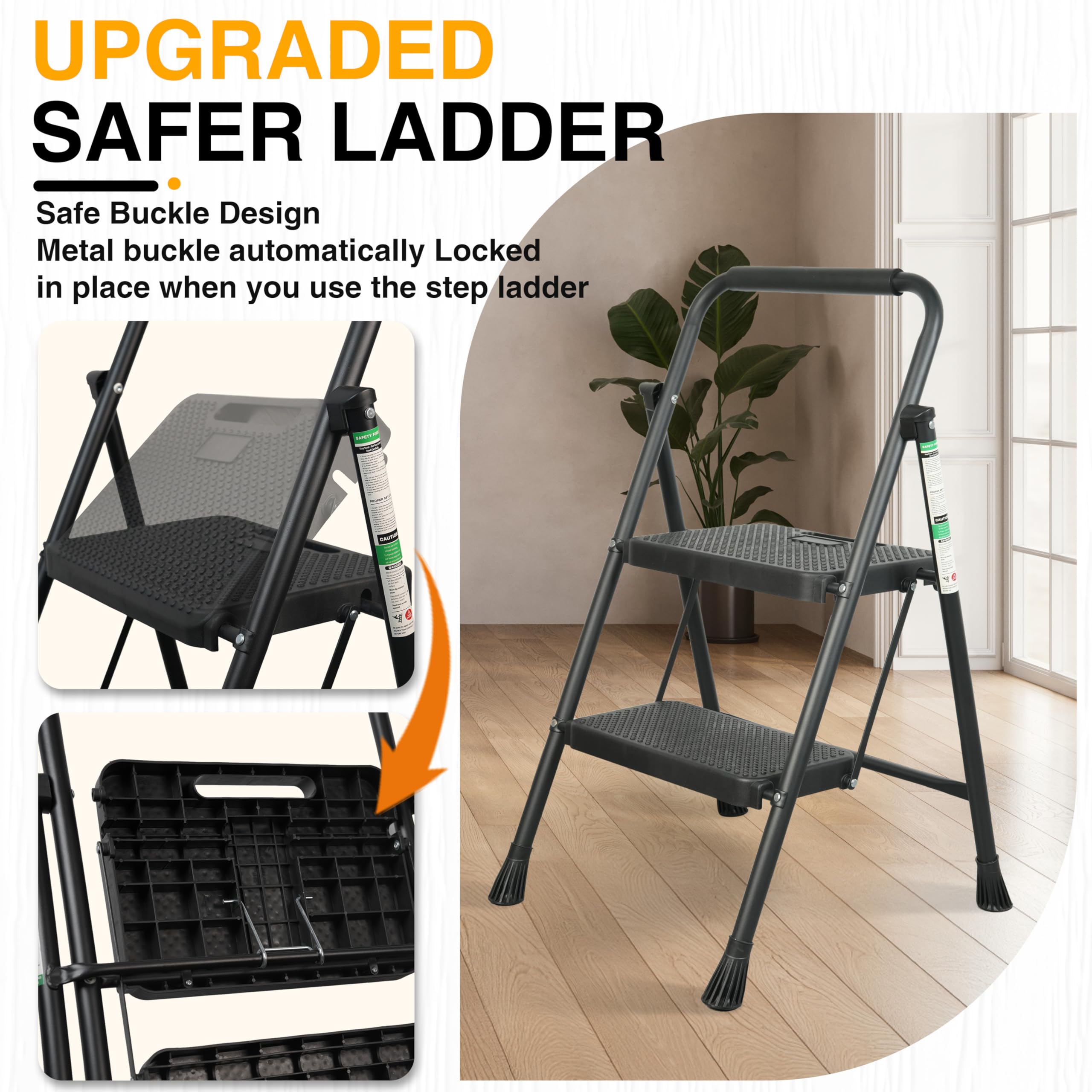 Arbusb 2 Step Ladder side profile emphasizes compact portability and easy storage.