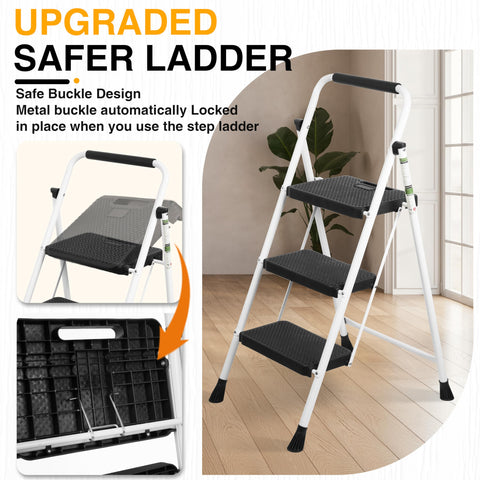 Arbusb 3 Step Ladder folded compact for easy storage