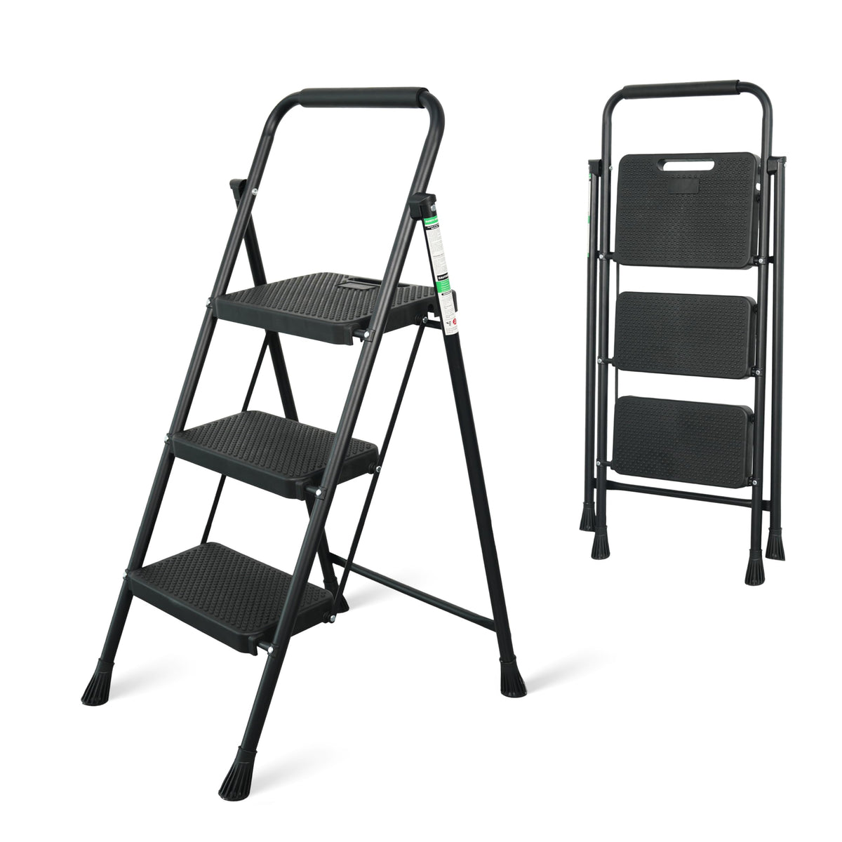 Arbusb 3 Step Ladder front view shows sturdy steel build for everyday tasks