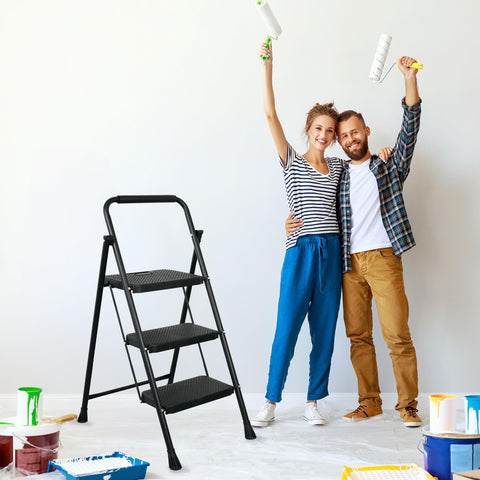 Arbusb 3 Step Ladder in garage for ceiling task support