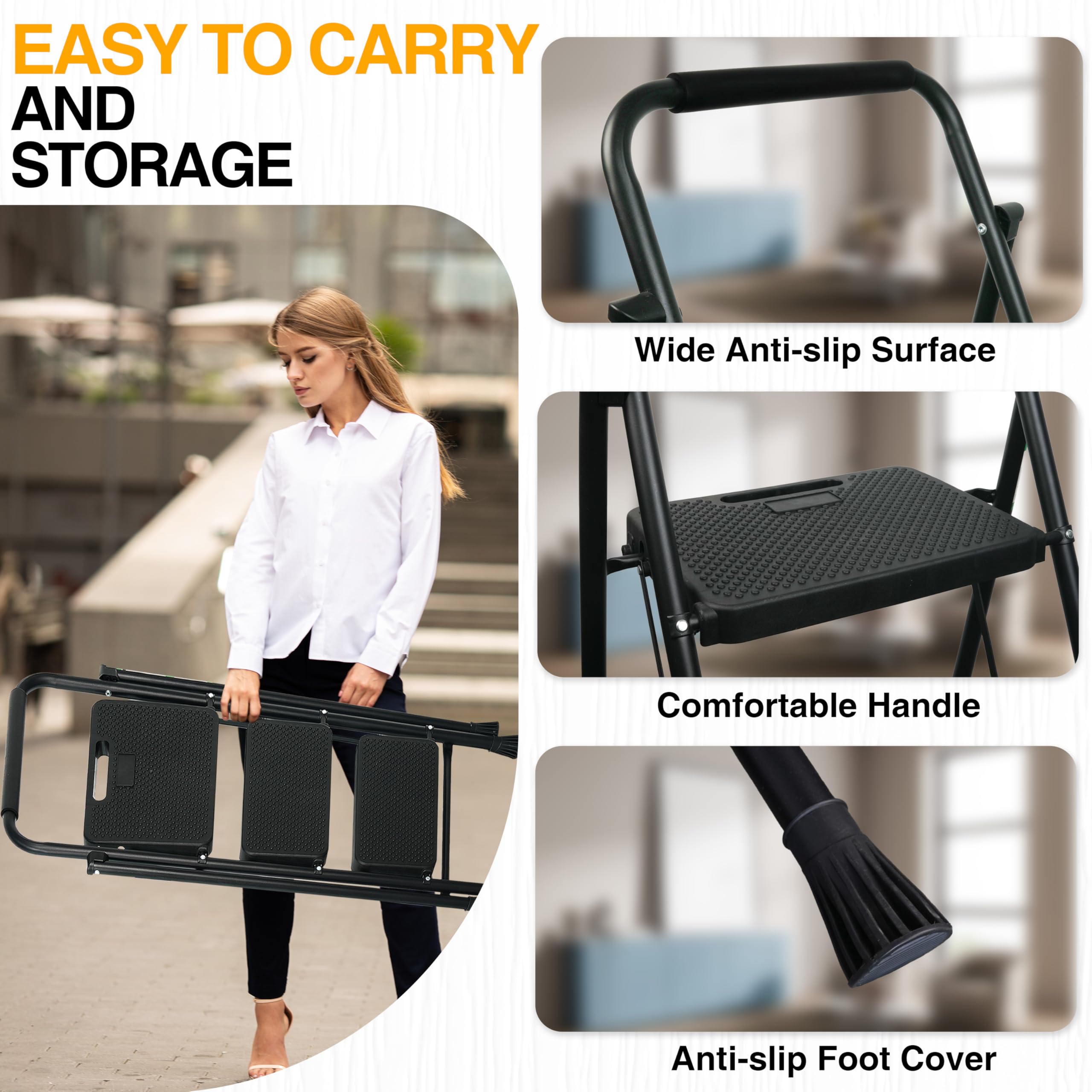 Arbusb 3 Step Ladder in kitchen scenario for quick shelf access