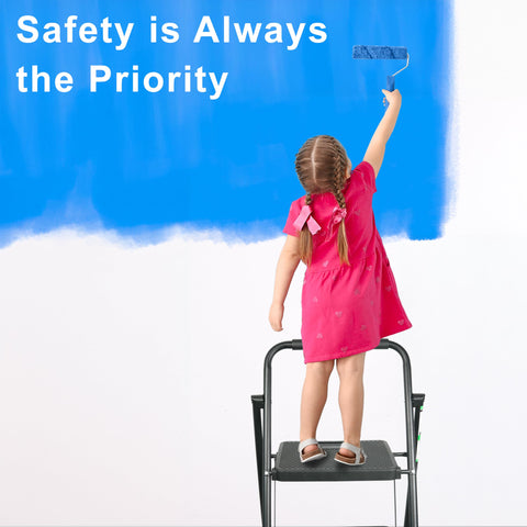 Arbusb 3 Step Ladder steel construction emphasizes durability and stability