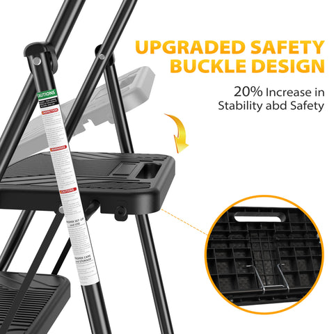 Arbusb 3Step Ladder steel construction emphasizes durability and long life.
