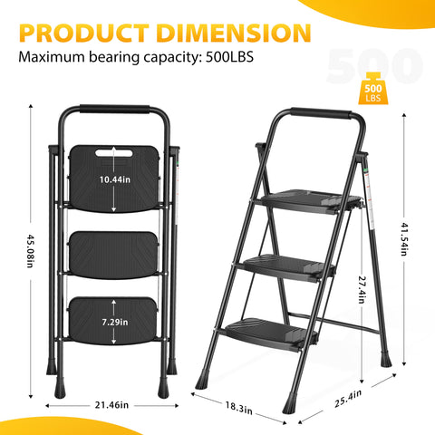 Arbusb 3Step Ladder anti-slip pedals provide secure footing during use.