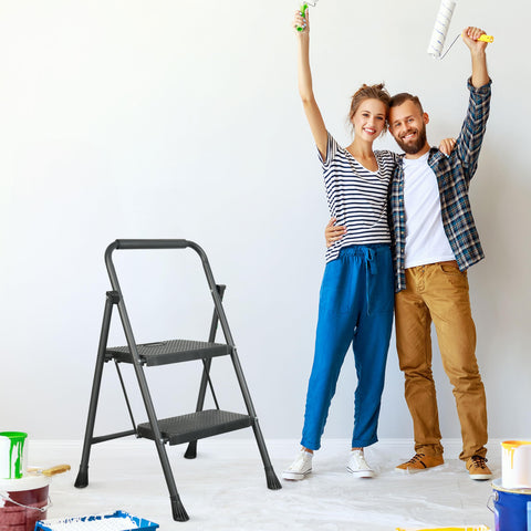 Arbusb folding ladder fits in cabinets and closets when not in use.