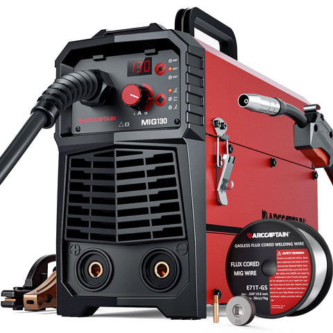ARCCAPTAIN 130A MIG welder front view, ideal for DIY home repairs