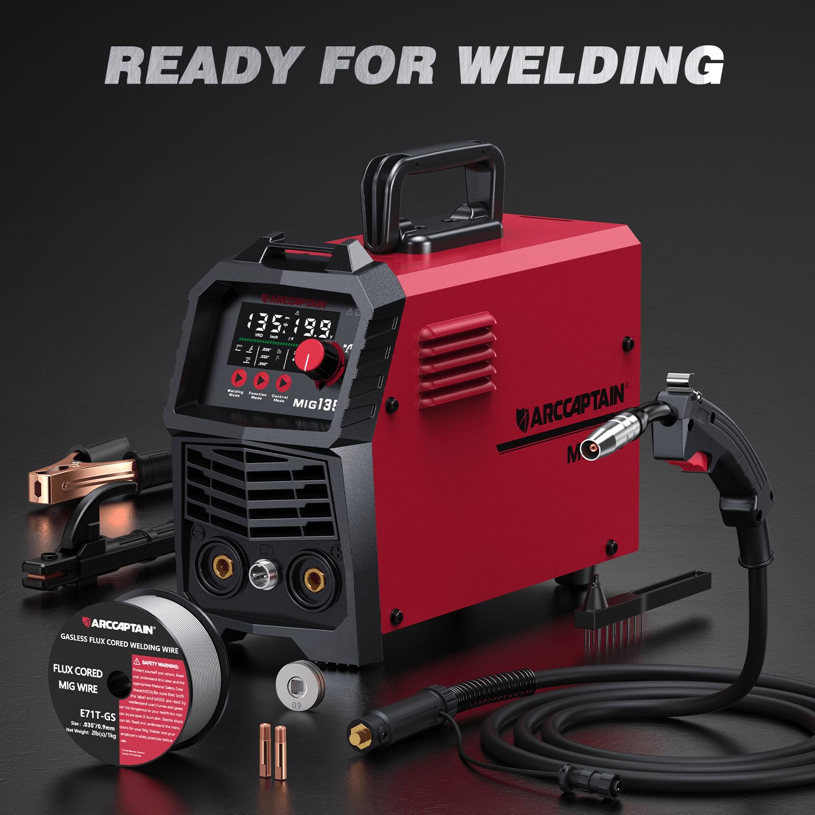 Versatile for carbon and stainless steel projects with ARCCAPTAIN 135A MIG Welder 110V