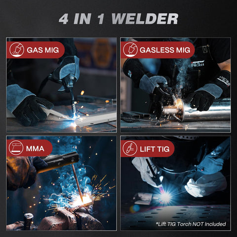 ARCCAPTAIN 160A MIG welder side panel highlighting compact portability.