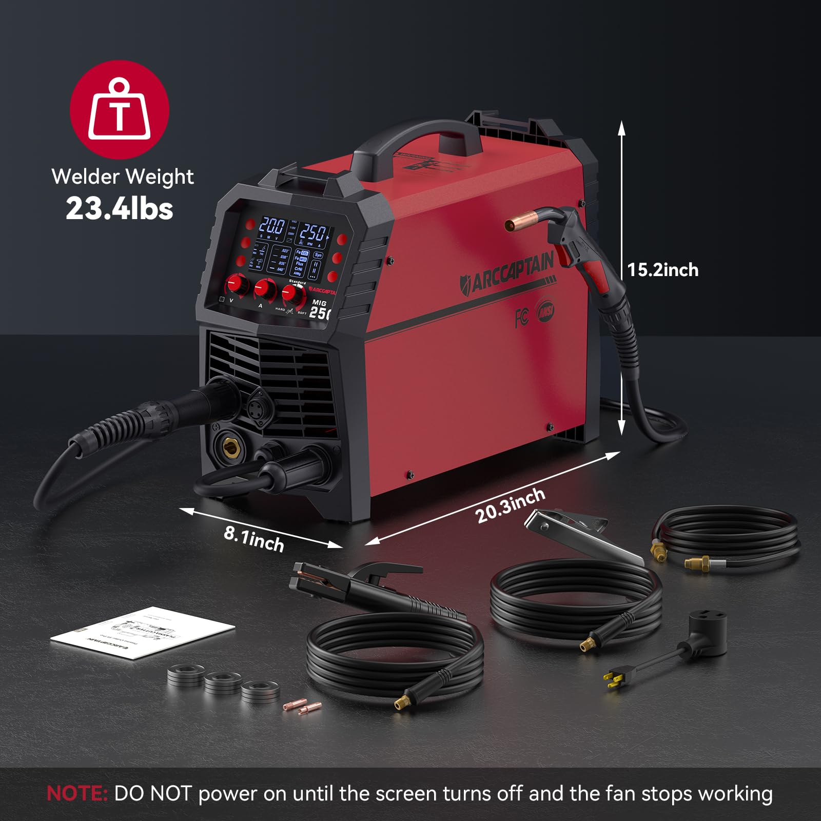 ARCCAPTAIN 250A MIG welder aluminum welding capability for projects.