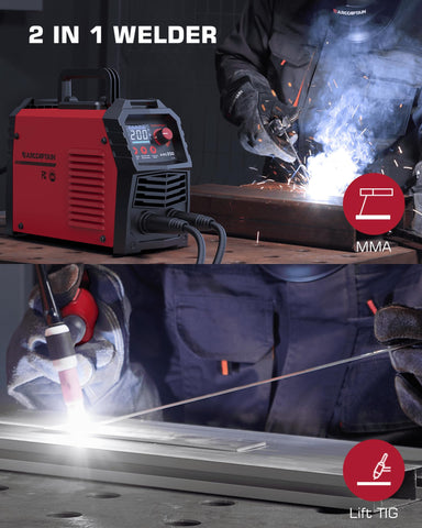 ARCCAPTAIN 2-in-1 welder supports stick and lift TIG welding.