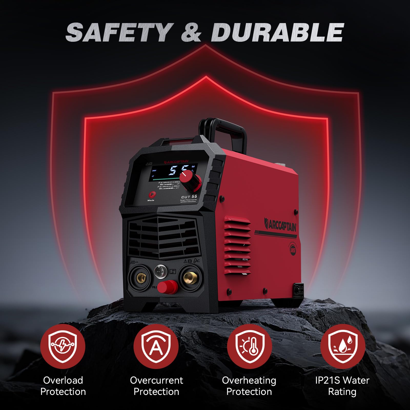 ARCCAPTAIN 55A plasma cutter 2T/4T modes simplify cutting for beginners.