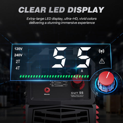 ARCCAPTAIN 55A plasma cutter air regulator ensures steady airflow for clean cuts.