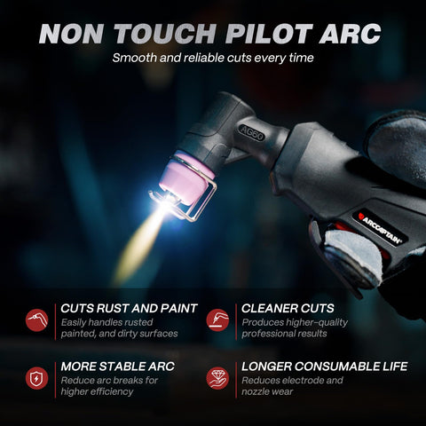 ARCCAPTAIN 55A plasma cutter supports dual voltage for versatile projects.