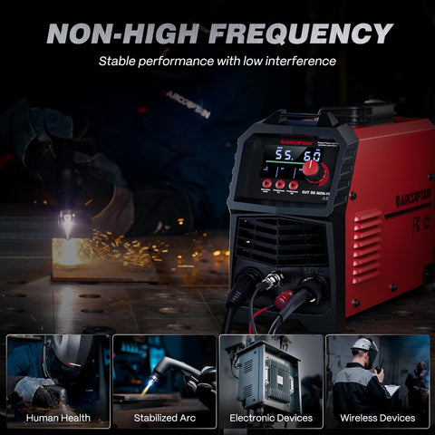 ARCCAPTAIN 55Amp plasma cutter side panel highlighting rugged build for durable daily use.