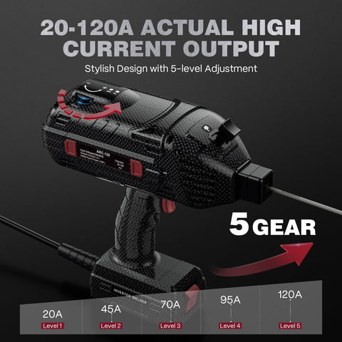 ARCCAPTAIN adjustable current control for precise welding from 20 to 120 amps