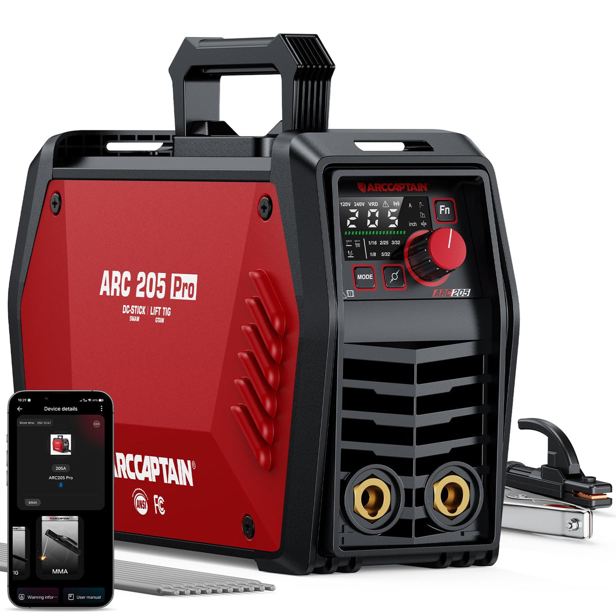 ARCCAPTAIN ARC205 Pro welder with LED display for precise parameter viewing and quick setup