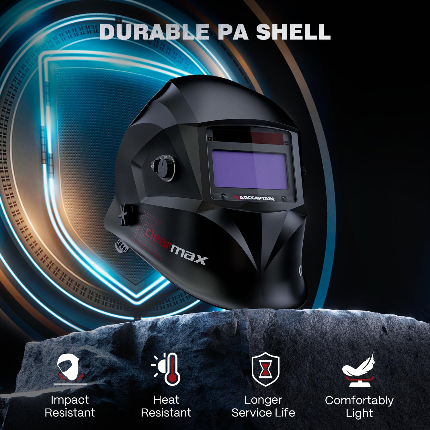 ARCCAPTAIN auto-darkening lens with four sensors adapts quickly to arc