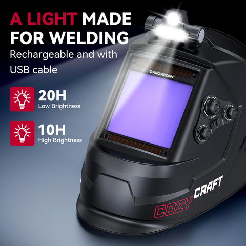 ARCCAPTAIN auto-darkening lens panel close-up with sensors enhances shade accuracy.