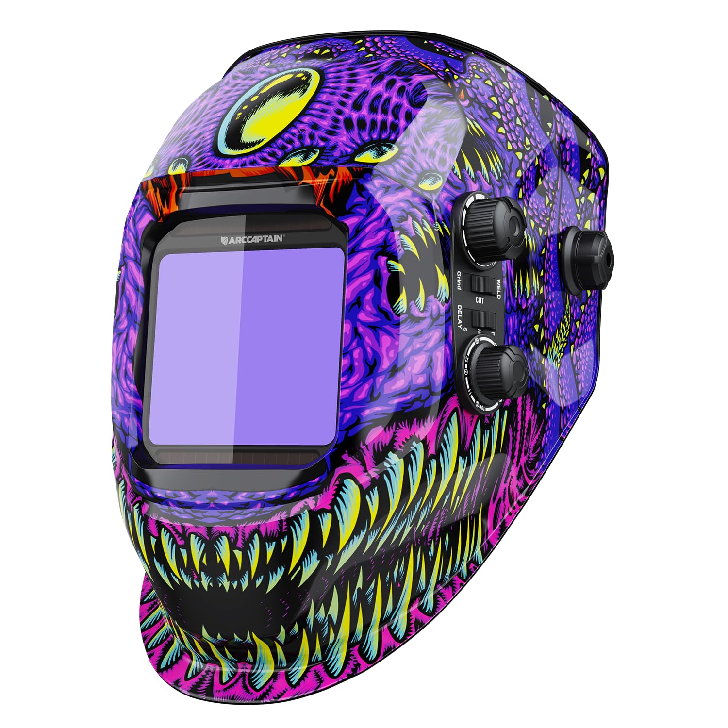 ARCCAPTAIN auto darkening welding helmet with large viewing screen for precise welding