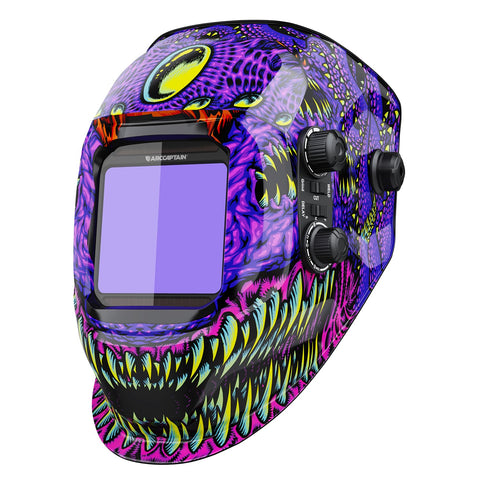 ARCCAPTAIN auto darkening welding helmet with large viewing screen for precise welding