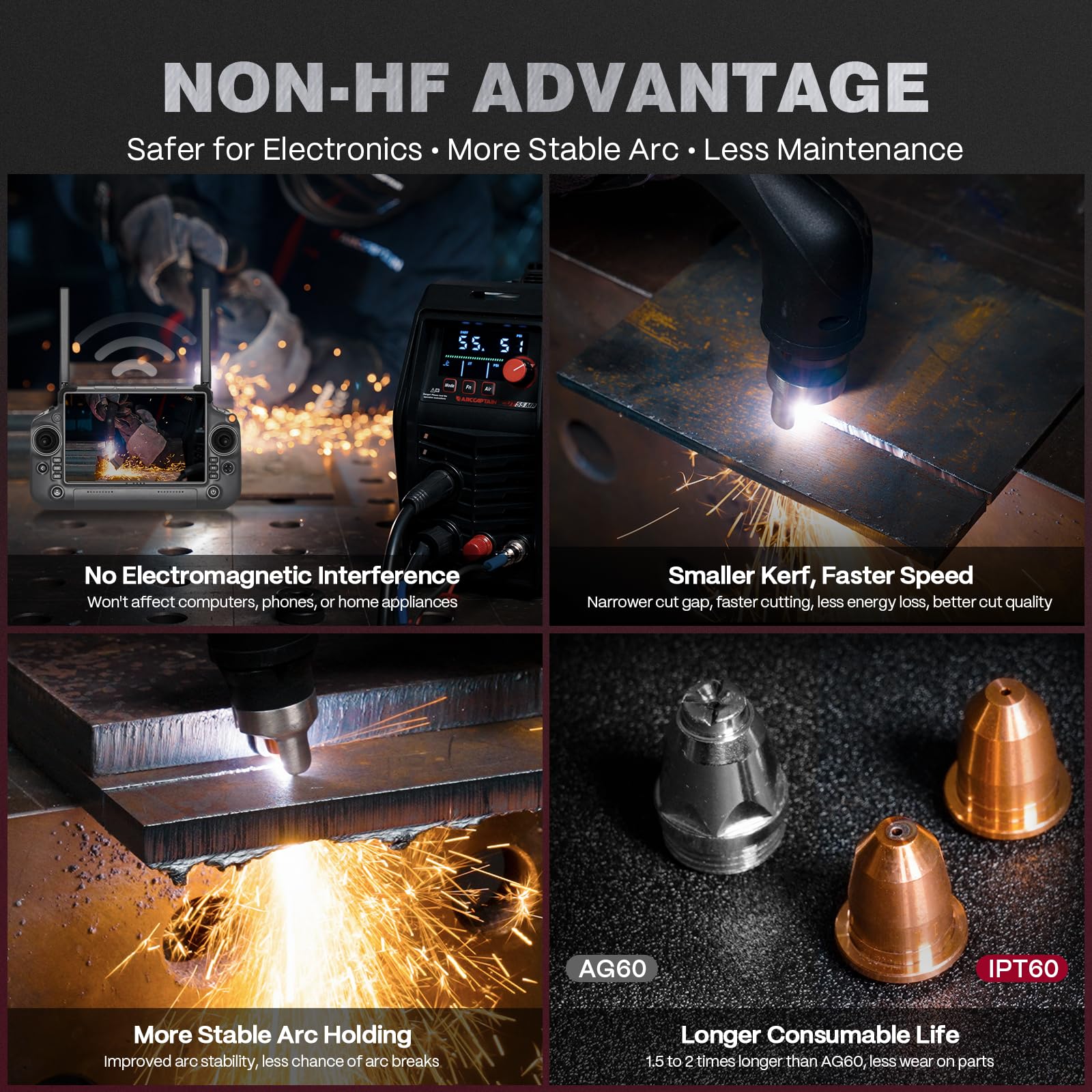 ARCCAPTAIN CUT55 MP rust removal function for non-contact surface prep.