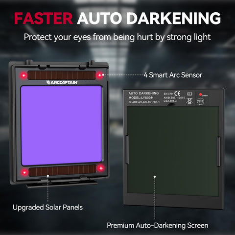 ARCCAPTAIN dual solar panels and back battery extend welding time between charges.