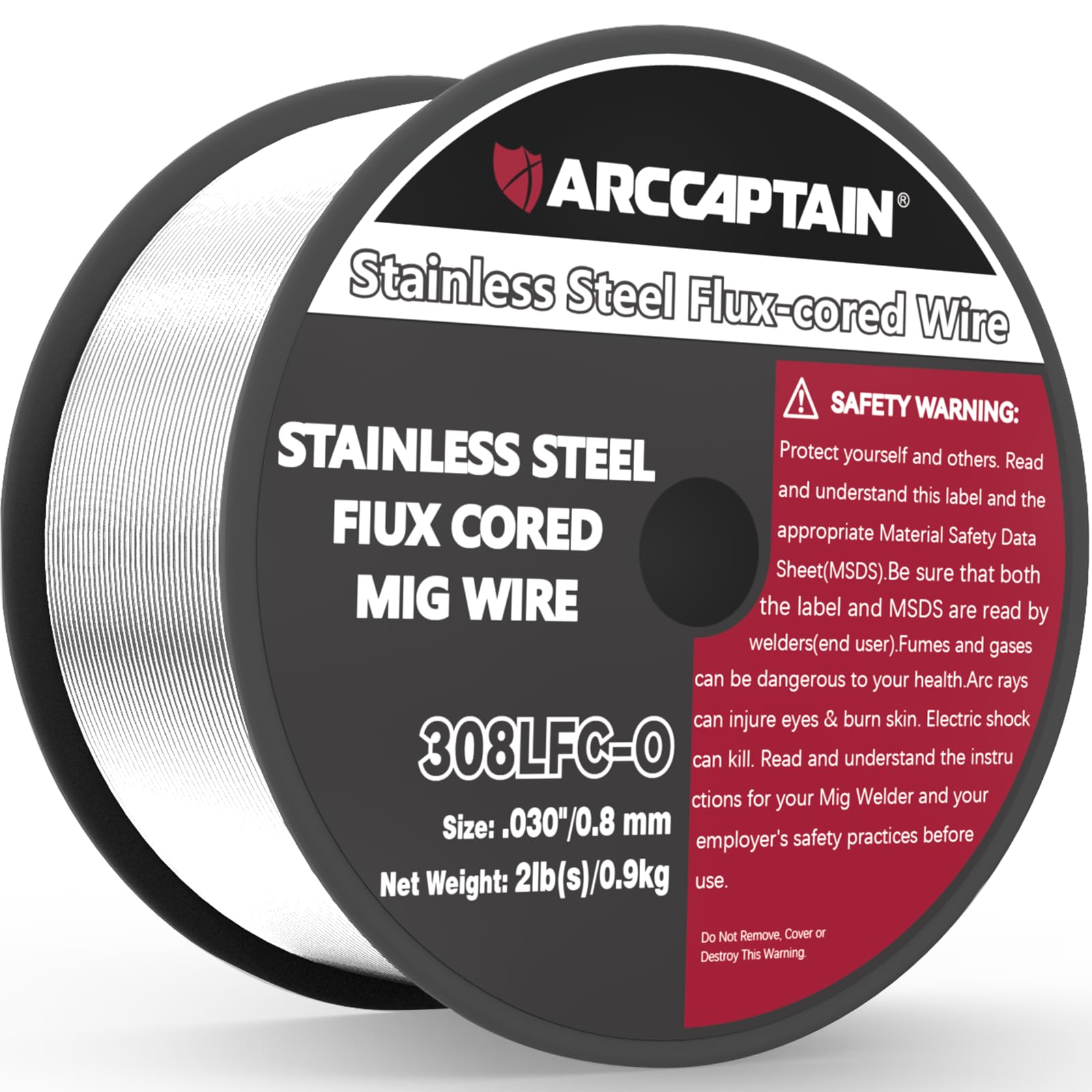 ARCCAPTAIN E308LFC-O arc stability for steady MIG welds on stainless steel projects