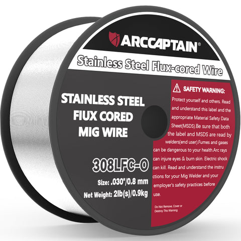 ARCCAPTAIN E308LFC-O arc stability for steady MIG welds on stainless steel projects