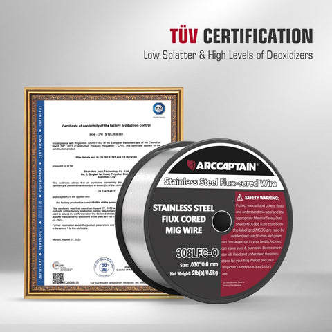 ARCCAPTAIN flux core wire eliminates shielding gas for convenient gasless welding