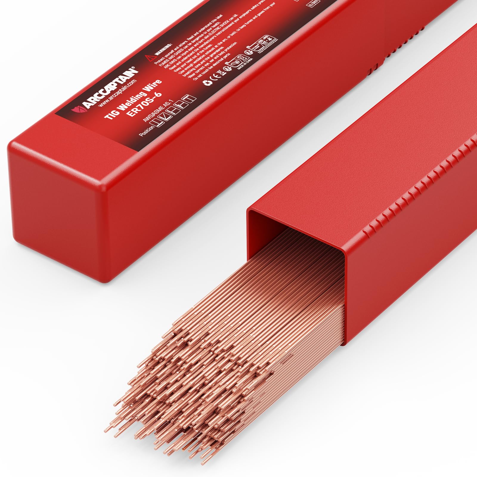 ARCCAPTAIN ER70S-6 TIG welding rod on 1/16 inch diameter, 16 inch length for clean beads.