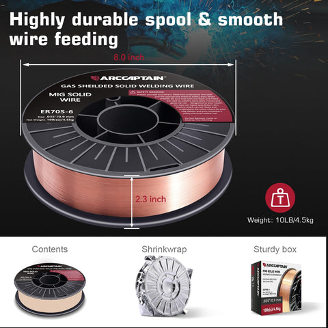 ARCCAPTAIN ER70S-6 0.035-inch with deoxidizers for cleaner welds