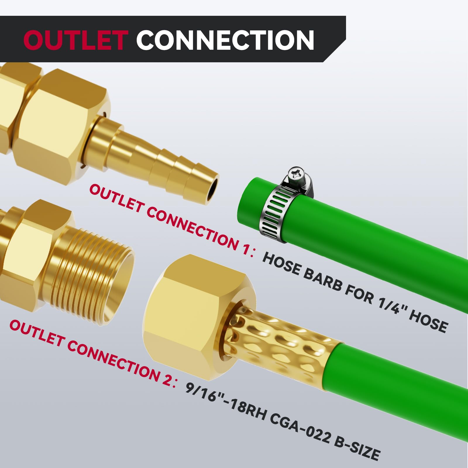 ARCCAPTAIN outlet 9/16-18RH connector for versatile hose compatibility.