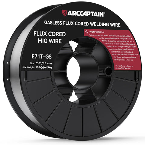 ARCCAPTAIN flux core welding wire 0.030 in spool for gasless welding with strong joints