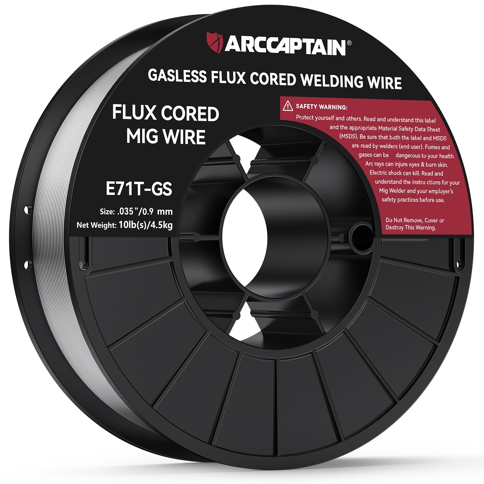 ARCCAPTAIN flux core welding wire 0.035 spool for gasless, low-splatter welding