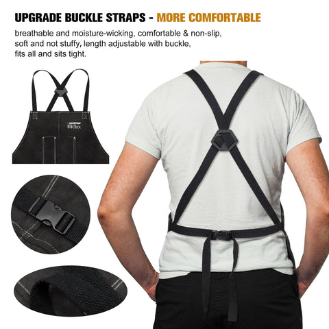 ARCCAPTAIN heavy-duty cowhide apron during metalwork tasks