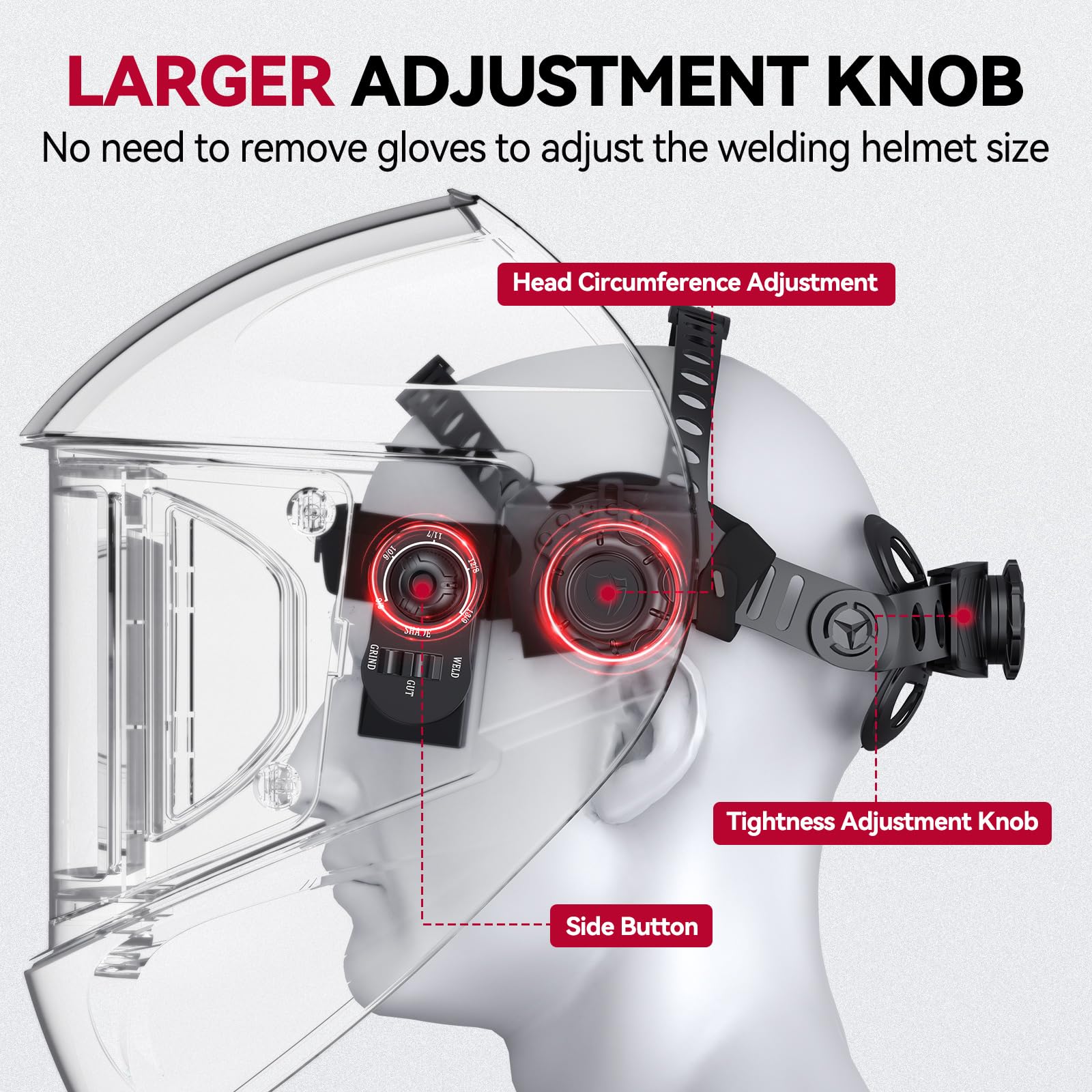 ARCCAPTAIN adjustment knob allows glove-friendly on-the-fly adjustments