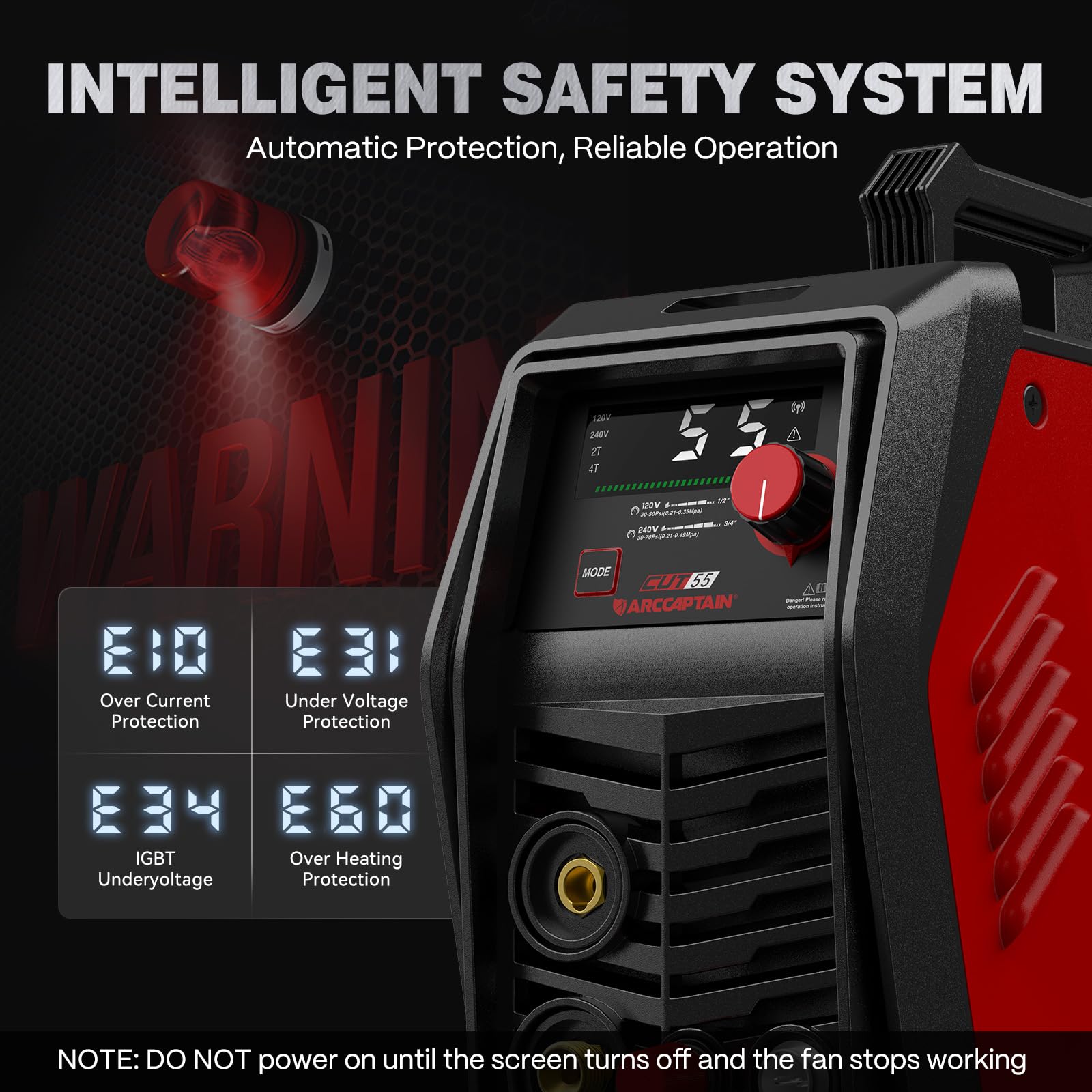 ARCCAPTAIN iControl CUT55 Pro safety cooling system visual