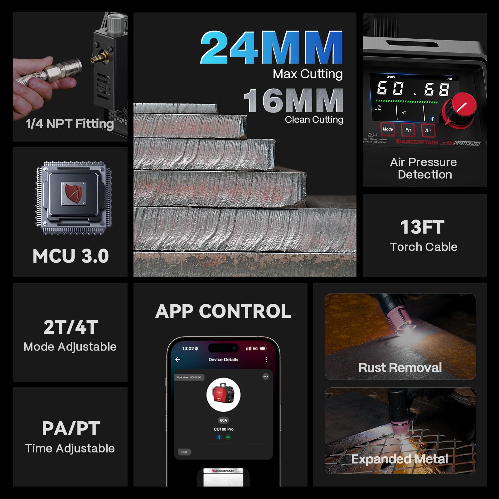 App control interface for ARCCAPTAIN iControl CUT60 Pro on smartphone