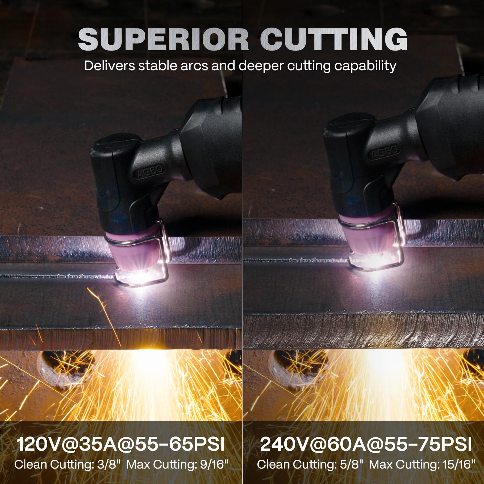 Pilot arc controls on ARCCAPTAIN CUT60 Pro for adjustable cutting