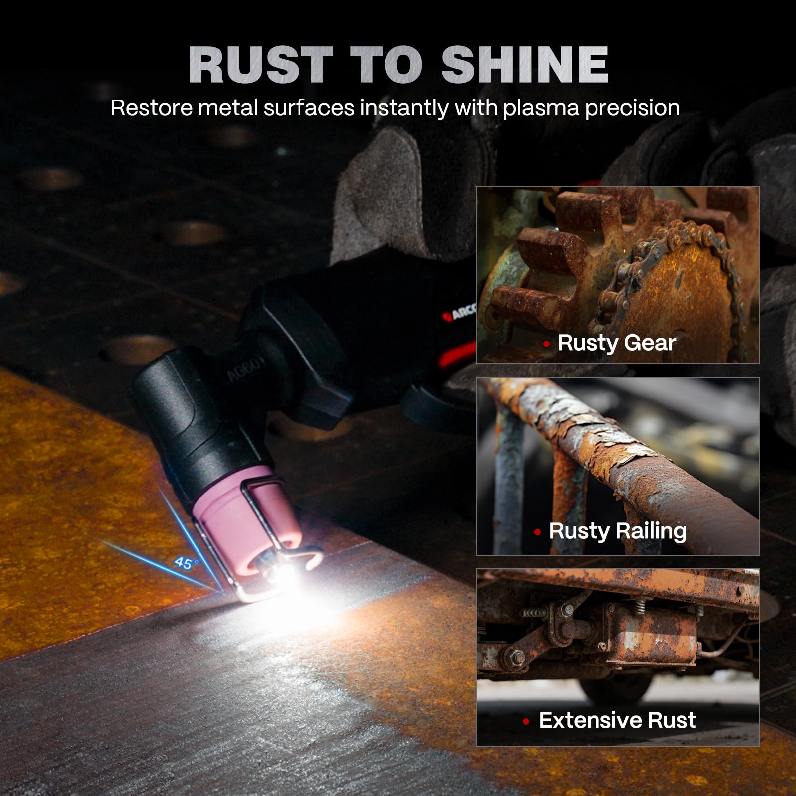 Rust-removal mode engaged on ARCCAPTAIN iControl CUT60 Pro