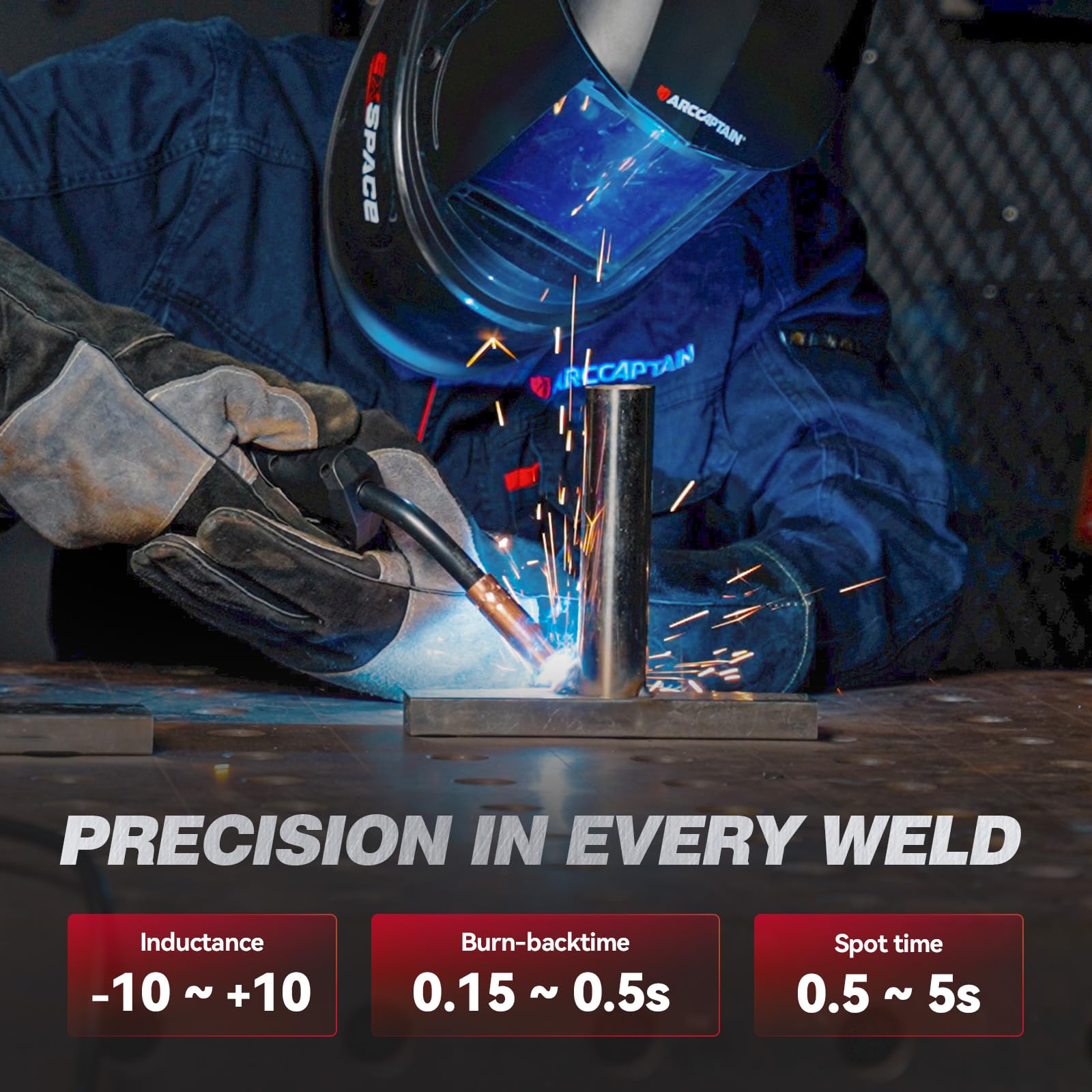 ARCCAPTAIN iControl MIG205 Pro welding action demonstrates versatile MIG welding.