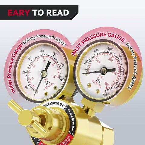 ARCCAPTAIN CGA-540 inlet connection with filter for clean gas flow and longer regulator life.