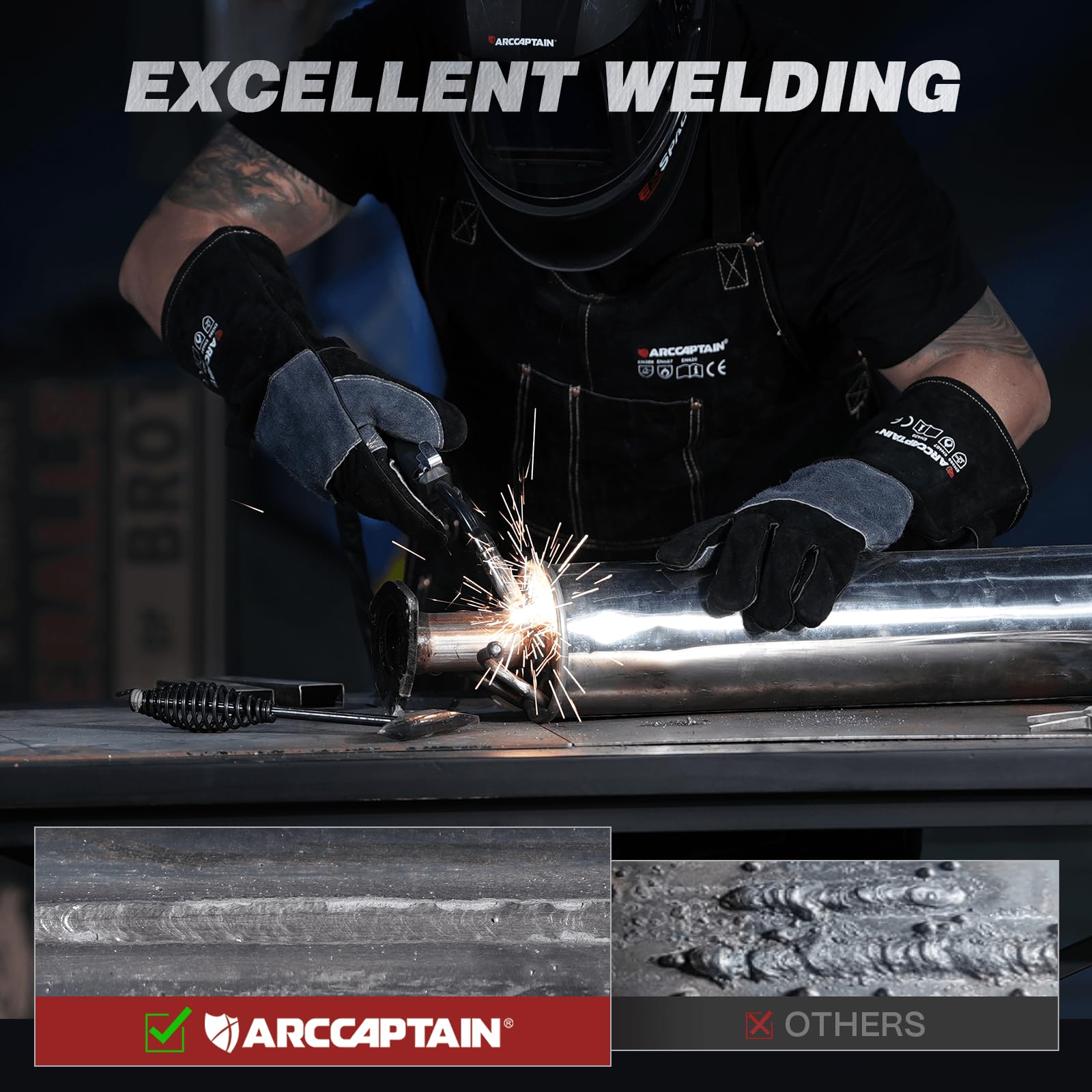 ARCCAPTAIN large LED display provides clear welding data for precise setups