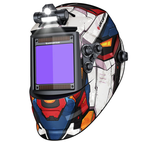 ARCCAPTAIN Large View helmet front view highlighting wide screen visibility for precise welds.