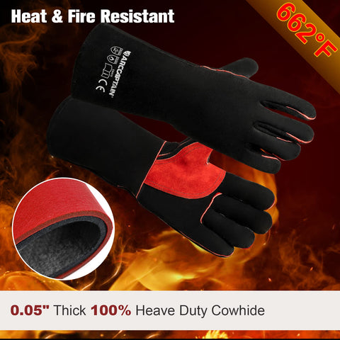 ARCCAPTAIN Leather Forge Welding Gloves palm detail with reinforced padding for grip