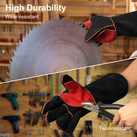 ARCCAPTAIN Leather Forge Welding Gloves stitching detail with reinforced seams