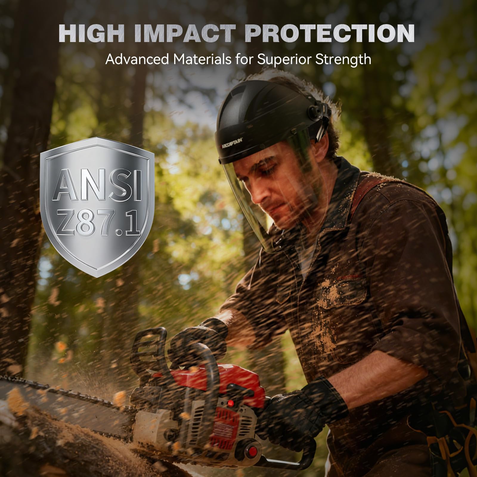 ARCCAPTAIN lightweight full-face shield for extended use