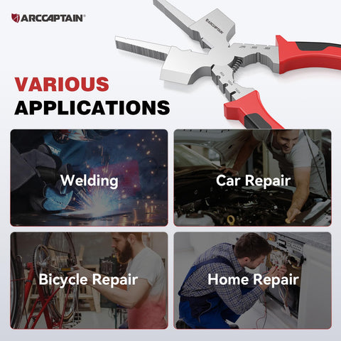 ARCCAPTAIN Measurable 8-inch high-carbon steel pliers resist corrosion for long-term use.