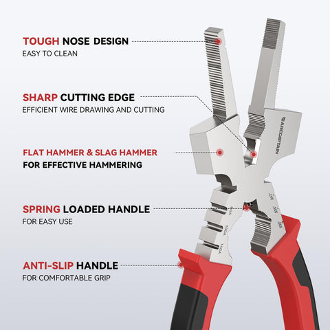 ARCCAPTAIN Measurable 8-inch welding pliers with retention chain for easy hanging.