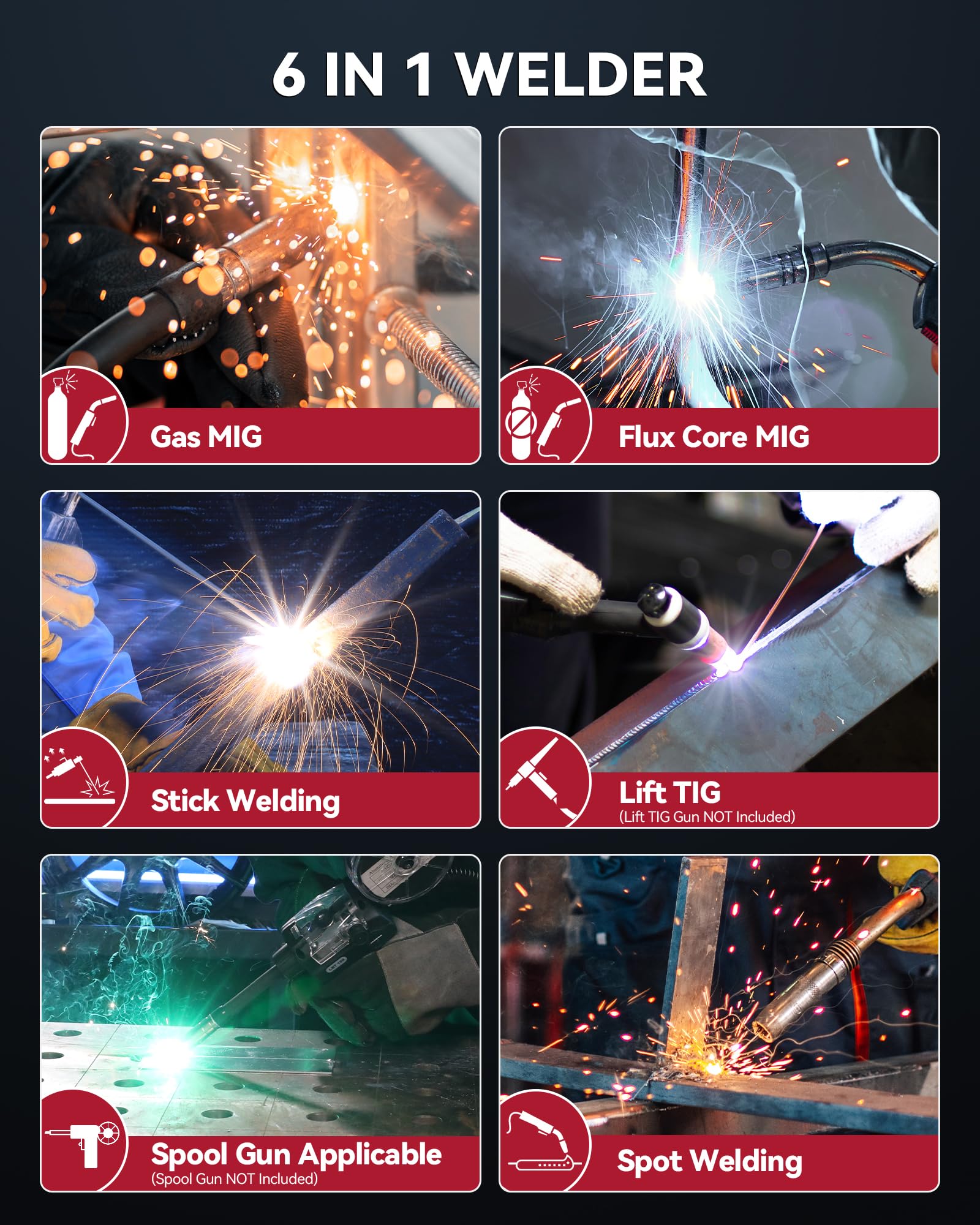ARCCAPTAIN MIG Welder LED display provides precise settings for easy operation.